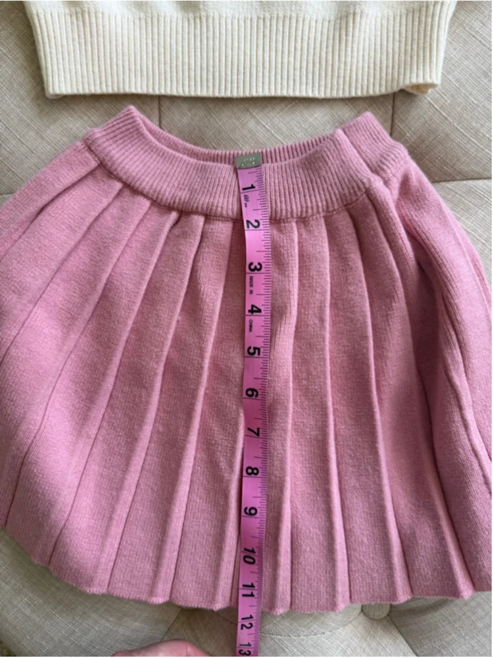 Girls Cream Pink Sweater & Pleated Skirt Matching Set 4T